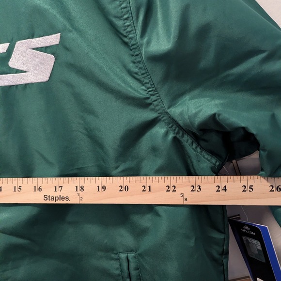 New York Jets NFL Ultra Game Green Bomber Jacket Men's XL Quilted Lined Snap Up - Picture 7 of 11